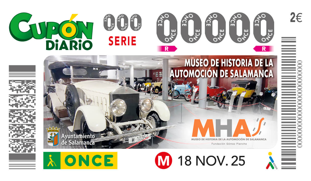 Museo de Historia de la Automoción de Salamanca. MHAS | Protagonizamos el cupón de la ONCE del martes, 18 de noviembre | 13 de noviembre de 2025
